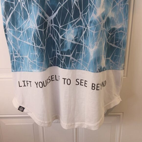 (3/$20) Akademiks blue and white short sleeve t-shirt with rounded hem - Picture 3 of 11